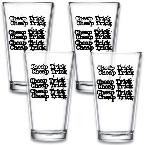 Official Cheap Trick 4 Pack Logo Pint Glass Set
